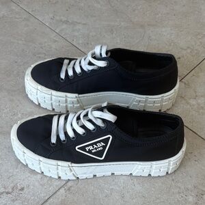 Prada Black Sneakers with White Soles